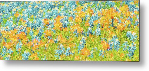 Panorama Of Flowers Metal Print featuring the digital art Scattered Impressions Bold Wildflowers by Pamela Smale Williams
