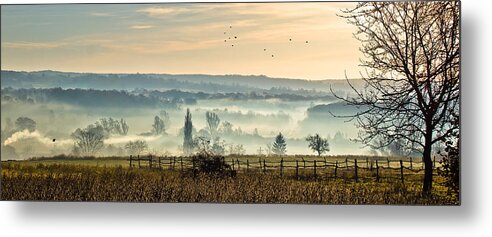 Valley Metal Print featuring the photograph Sleepy hollow mystical valley in fog by Brch Photography