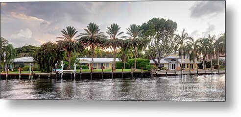 Lauderdale Metal Print featuring the photograph Sunset Behind Residential Palms by Ules Barnwell