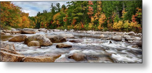 Albany New Hampshire Metal Print featuring the photograph Swift River runs through fall colors by Jeff Folger