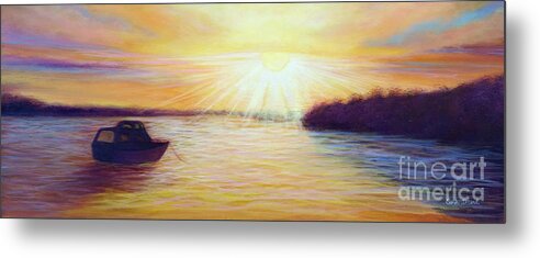 Dawn Metal Print featuring the painting Dawn on Pigeon Lake, excerpt by Sarah Irland