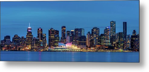 Vancouver Metal Print featuring the photograph Blue Hour Vancouver Panoramic by Pierre Leclerc Photography