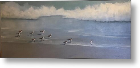 Sandpipers Metal Print featuring the painting Little Sandpipers by Judy Rixom