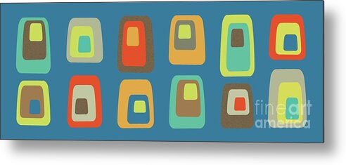  Metal Print featuring the digital art MidCentury Oblongs on Blue by Donna Mibus