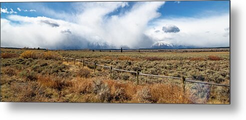 Snow Metal Print featuring the photograph Snow Storm Grand Tetons by Mark Duehmig