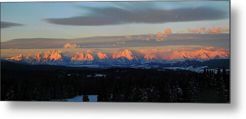 Mountain Metal Print featuring the photograph Sunrise on Tetons by Carl Moore