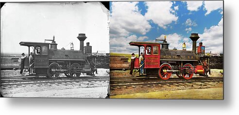 Train Metal Print featuring the photograph Train - Locomotive - A real workhorse 1868 - Side by Side by Mike Savad