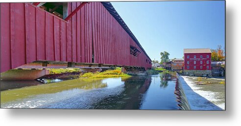 Covered Bridge Metal Print featuring the photograph Bridgeton Bridge and Mill #1 by Harold Rau