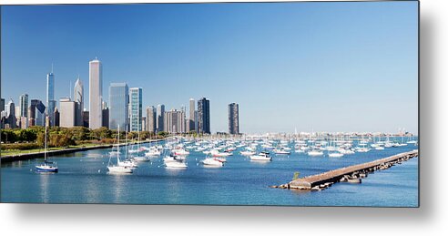 Lake Michigan Metal Print featuring the photograph Downtown Chicago City Skyline In #2 by Deejpilot