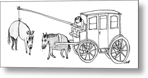 Captionless Horse Metal Print featuring the drawing A Handsome Cab Driver Dangles A Horse In High by Edward Steed