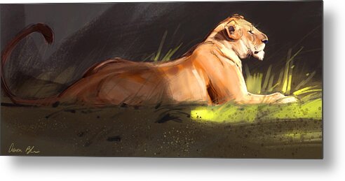 Lioness Metal Print featuring the digital art Lioness Sketch by Aaron Blaise