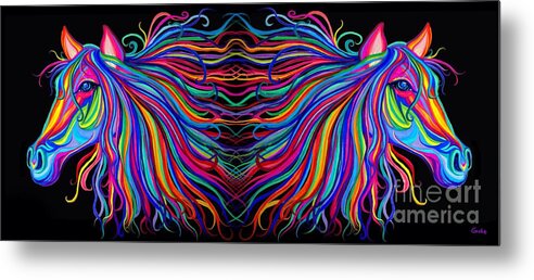 Horses Metal Print featuring the drawing Reflections by Nick Gustafson