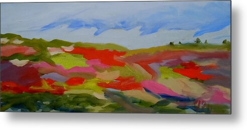Landscape Metal Print featuring the painting Autumn Blueberry Hill by Francine Frank