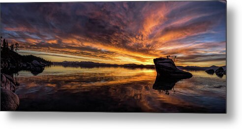 Lake Metal Print featuring the photograph East Shore sunset panorama by Martin Gollery