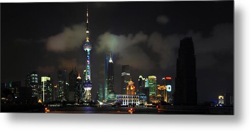 Shanghai Metal Print featuring the photograph Pudong at Night by Jason Chu