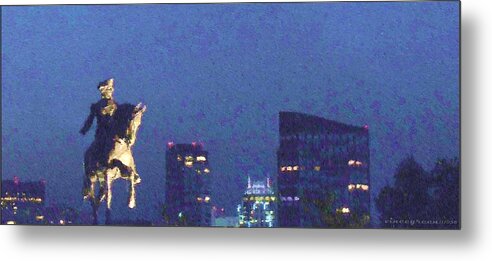 Statue Metal Print featuring the digital art Takin' On Boston by Vincent Green