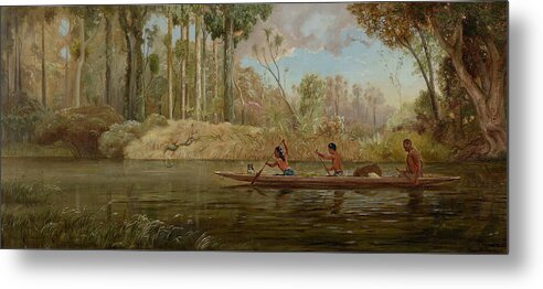 Kennett Watkins Metal Print featuring the painting Waikato River, from 1881 by Kennett Watkins