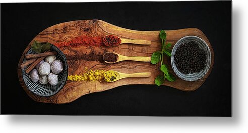 Herbs Metal Print featuring the photograph Colorful Still-life With Herbs. 3 by Saskia Dingemans