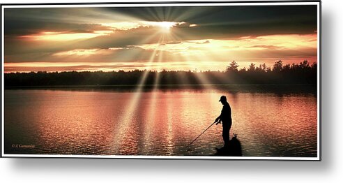 Fishing Metal Print featuring the photograph Fisherman, Spiritual Sunset Above a Mountain Lake by A Macarthur Gurmankin