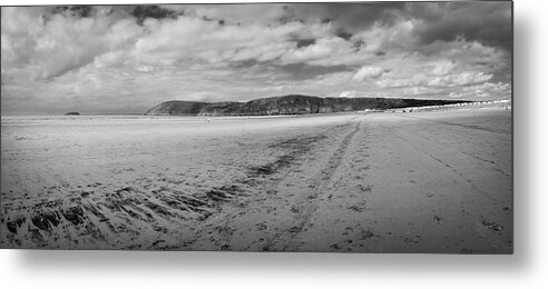 5 Or More People Metal Print featuring the photograph Brean Sands panorama by Seeables Visual Arts