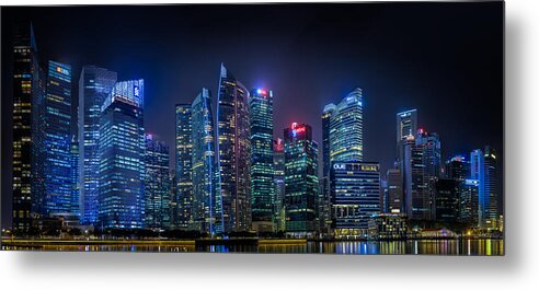 Panorama Metal Print featuring the photograph Singapore Skyline Panorama by Rick Deacon