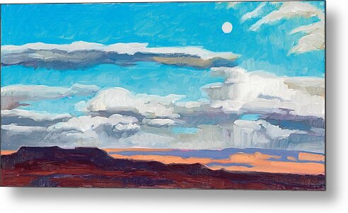 Landscape Metal Print featuring the painting Arizona Moonrise by Donna Ryan