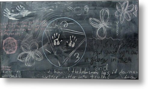 Chalkboard Metal Print featuring the drawing Blackboard Science and Art II by Stephen Hawks