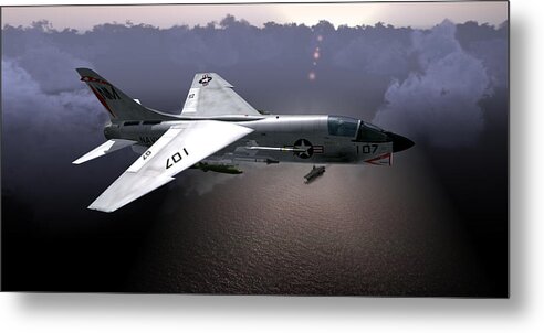 Aviation Metal Print featuring the digital art F8 at Kilo by Mike Ray