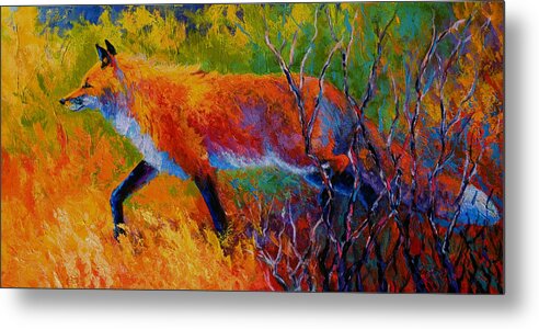 Red Fox Metal Print featuring the painting Foxy - Red Fox by Marion Rose