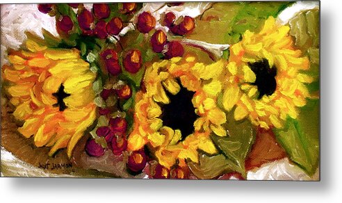 Floral Metal Print featuring the painting Sunflowers by Jeanette Jarmon