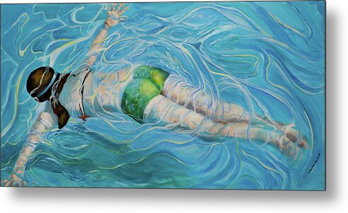 Swimming Pool Metal Print featuring the painting Fluid Movement by Linda Queally
