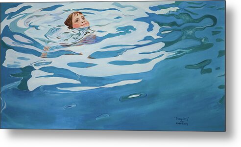 Swimming Pool Metal Print featuring the painting Tranquility by Linda Queally