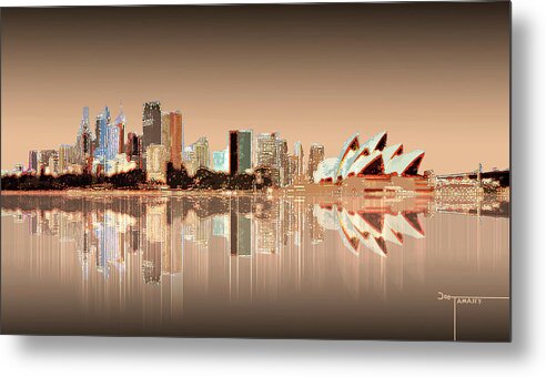 Sydney Harbou Metal Print featuring the digital art Sydney Harbour Opera House Reflections by Joe Tamassy