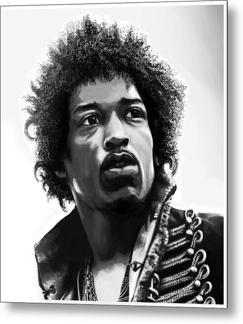 Hendrix Jimi Jimmi Metal Print featuring the painting Hendrix by Petru Leontin Burca