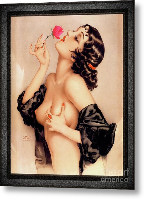 Memories Of Olive Metal Print featuring the painting Memories of Olive by Alberto Vargas Vintage Pin-Up Girl Art by Rolando Burbon
