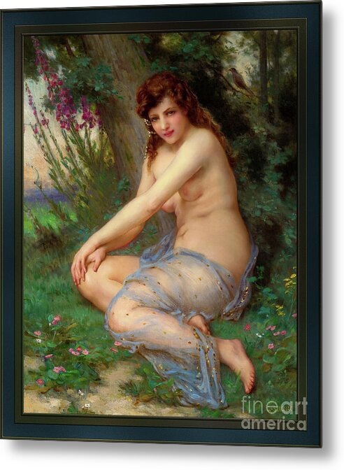 The Forest Nymph Metal Print featuring the painting The Forest Nymph by Guillaume Seignac Fine Art Reproduction by Rolando Burbon