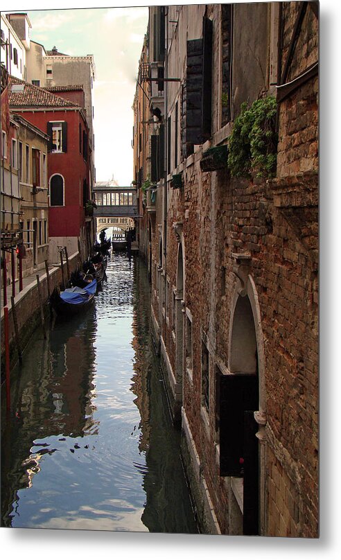 Venice Metal Print featuring the photograph Venice narrow waterway by Walter Fahmy