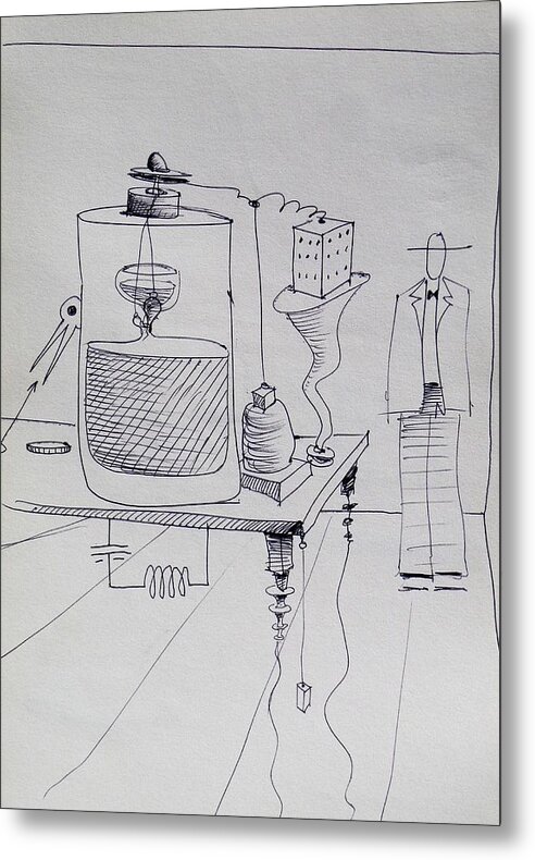 Surreal Metal Print featuring the drawing The Experiment by John Kaelin