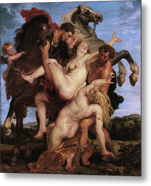 Rape Of The Daughters Of Leucippus Metal Print featuring the painting The Rape of the Daughters of Leucippus by Peter Paul Rubens by Rolando Burbon