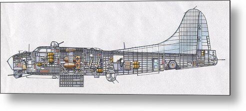 Interior Sectioned View Of B 17g Flying Fortress Bomber C 1943 Metal Print