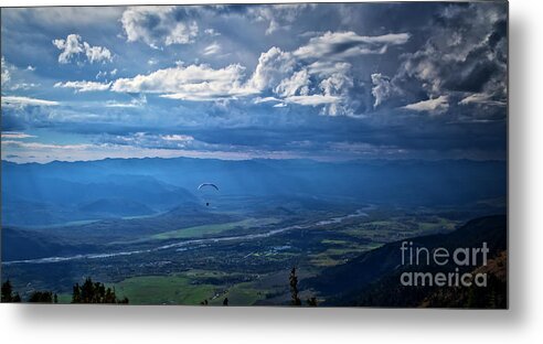 Paragliding Metal Print featuring the photograph Paragliding above Jackson Hole by Bruce Block