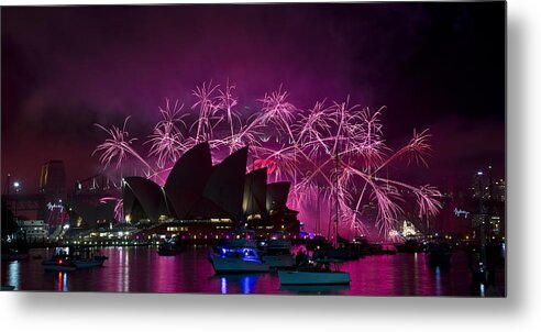 Fireworks Metal Print featuring the photograph Sydney Fireworks - Purple by Rick Drent