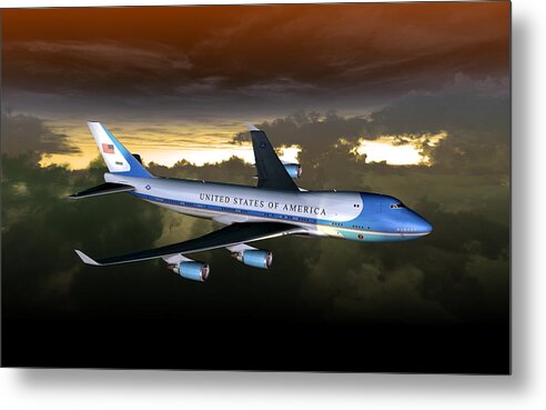 Aviation Metal Print featuring the digital art Air Force One 28.8X18 by Mike Ray