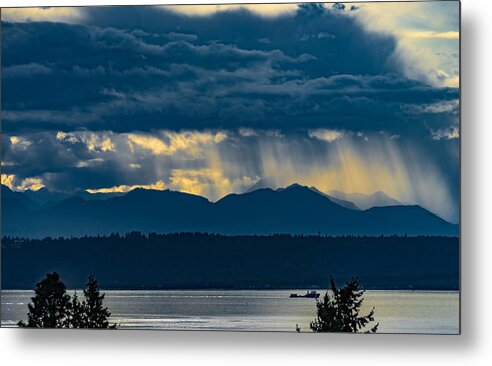 Seattle Photographer Metal Print featuring the photograph Showers and clouds over the Olympic Mountains by Tommy Farnsworth