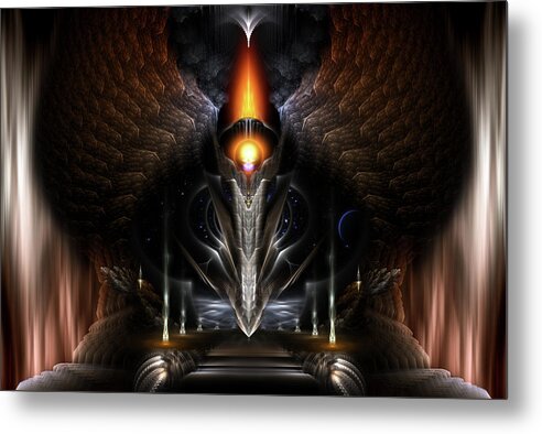 Torch Of Arcron Metal Print featuring the digital art The Torch Of Arcron Fractal Art by Rolando Burbon