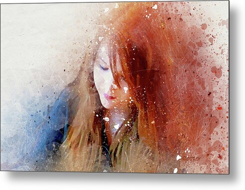 Carley Peggy Cooper Art Photography Digital Art Watercolor Effect Photo Illustration Girl Woman Impressionism Impressionist Prints Canvas Large Small Medium Mugs Shower Curtains Towels Tote Bag Clutch Purse Throw Pillows Phone Cases Beach Home Office Decorating Interior Design Galleries Gifts Women Girls Dainty Delicate Face Red Hair Designer Greeting Cards Note Cards Metal Print featuring the digital art Carley 4-A by Peggy Cooper-Hendon
