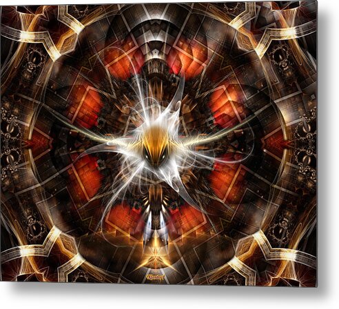 Flight Of Fire Metal Print featuring the digital art Flight Of Fire Fractal Art by Rolando Burbon