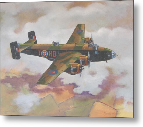 Aviation Art Metal Print featuring the painting Handley Page Halifax by Murray McLeod