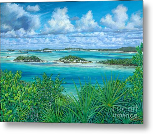 Exuma Cays Metal Print featuring the painting Wild Exuma Blues by Danielle Perry
