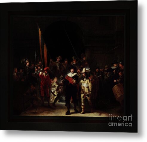 The Company Of Captain Banning Cocq Metal Print featuring the painting The Company of Captain Banning Cocq by Gerrit Lundens Classical Art Reproduction by Rolando Burbon